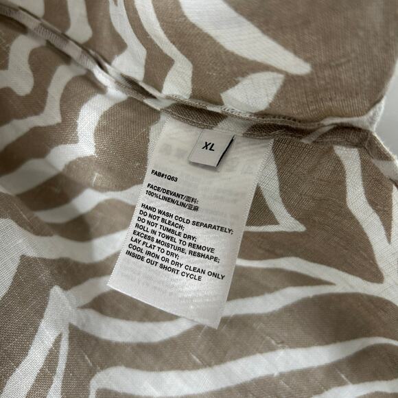 Lafayette 148 Elina Zebra Stripe Linen Blouse Taupe Multi Size XL - Picture 8 of 10